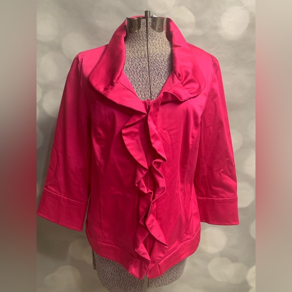 Tribal Jackets & Blazers - Tribal pink jacket with ruffled edge size 12